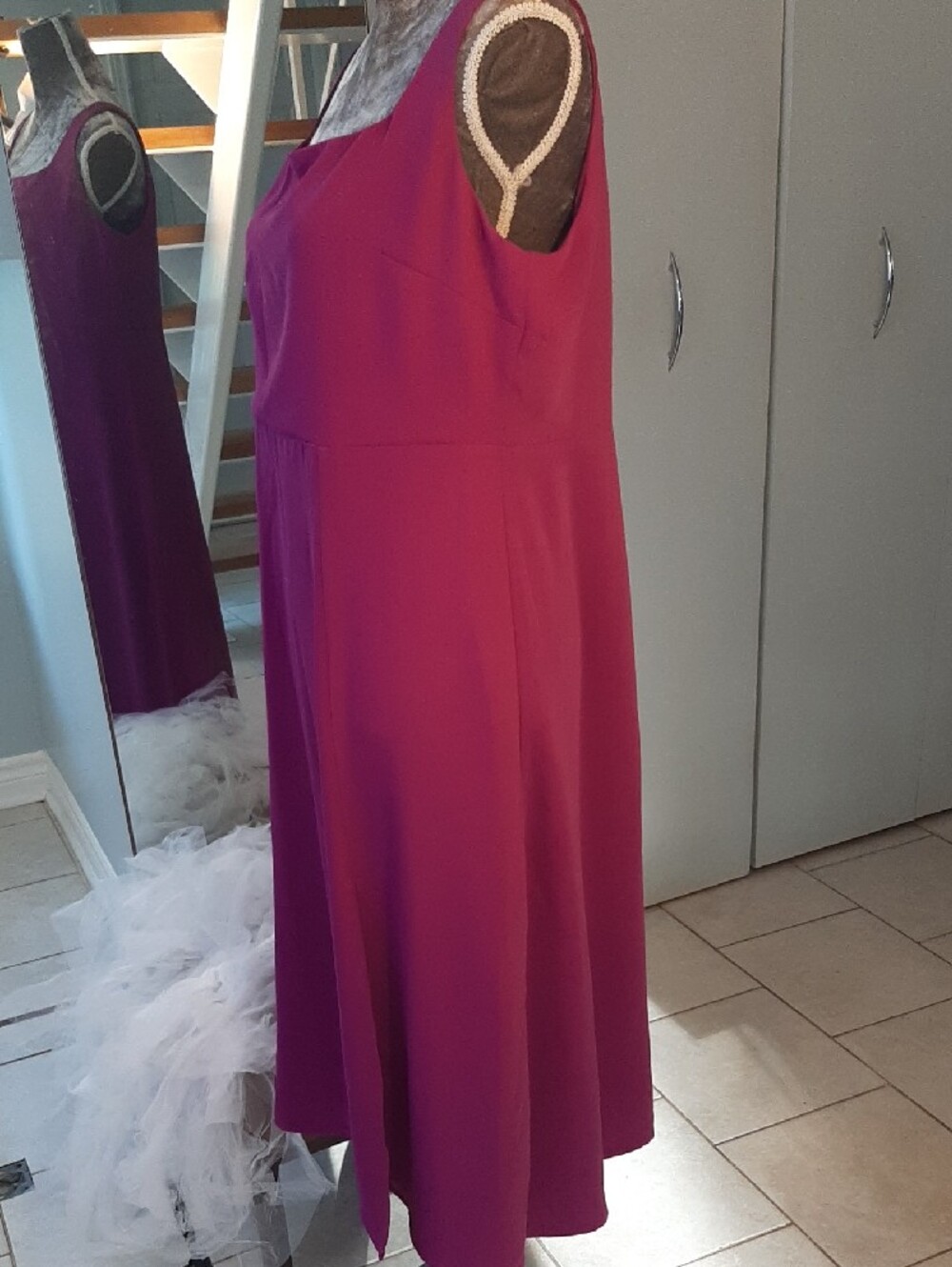 Ricki's💜True Purple Square-Neck Midi Dress with Side Slit Good Cond Sz 14 - Picture 5 of 11